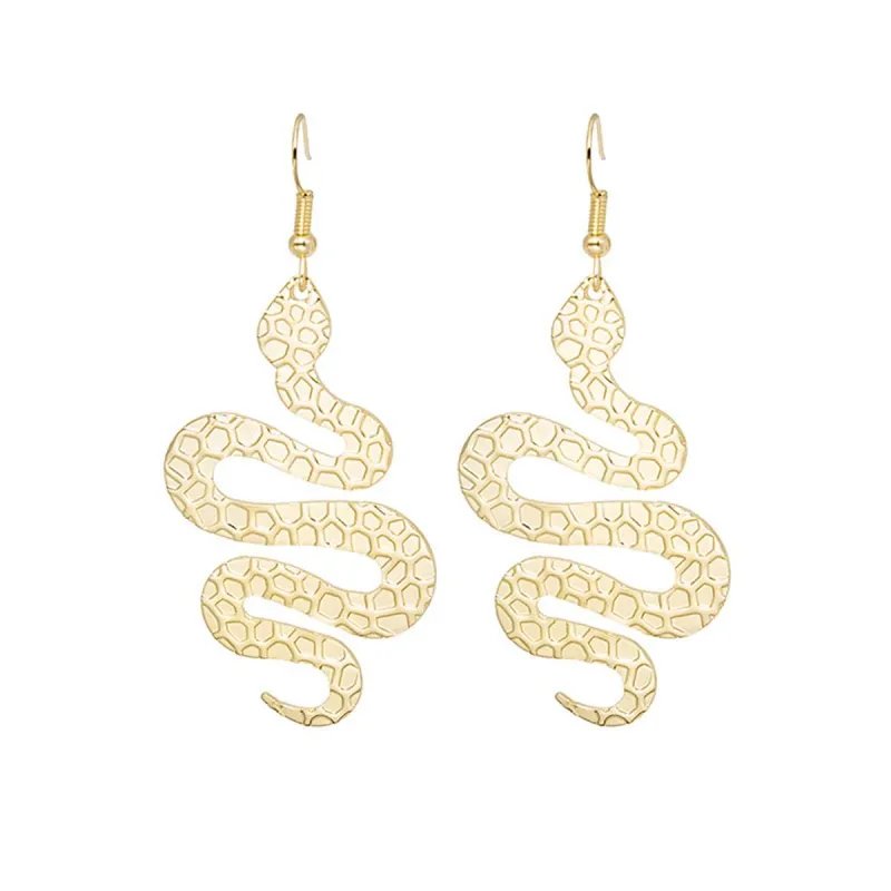 Goldtone Textured Snake Drop Earrings made by Zulily