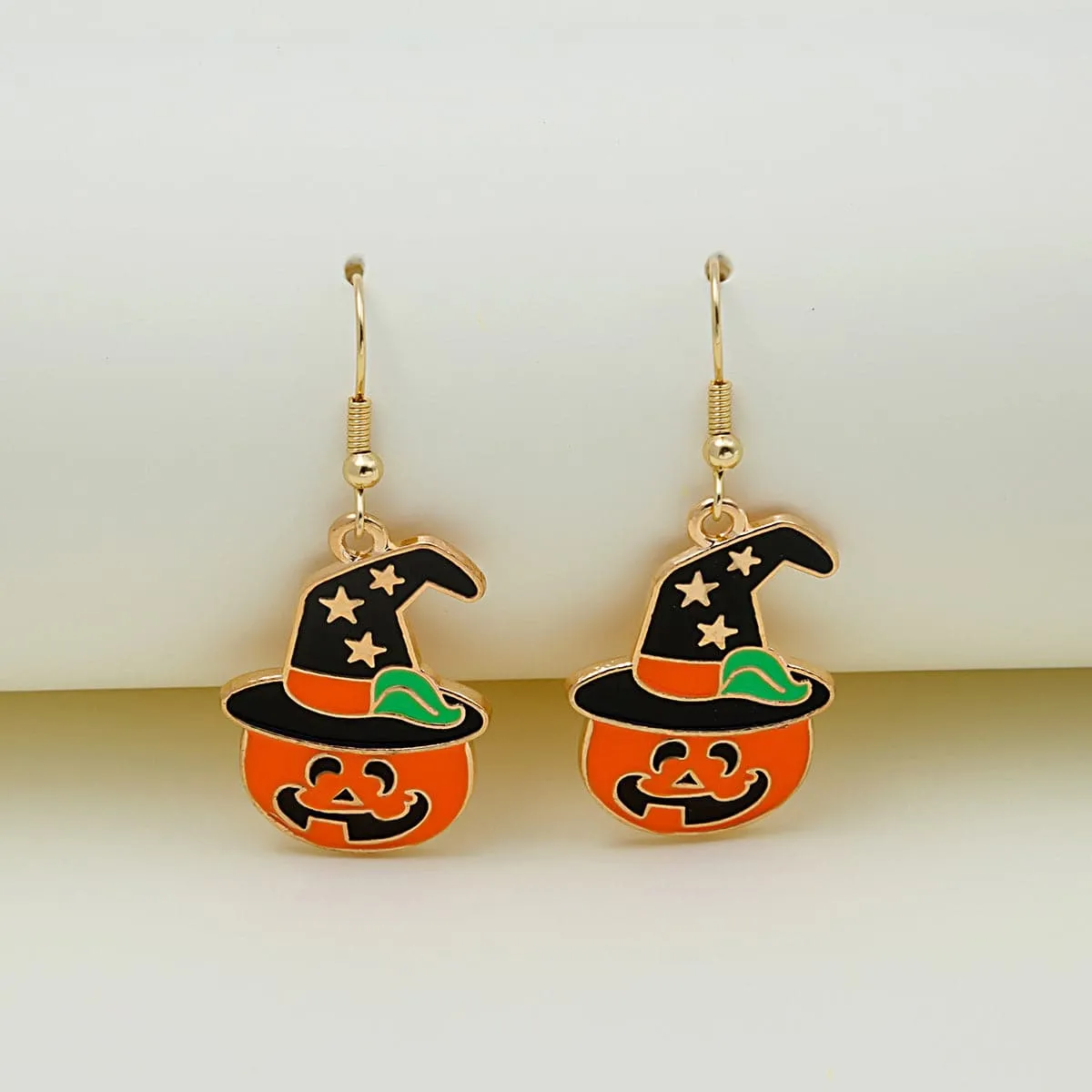 Orange Enamel & Goldtone Hat Pumpkin Drop Earrings sold by Zulily