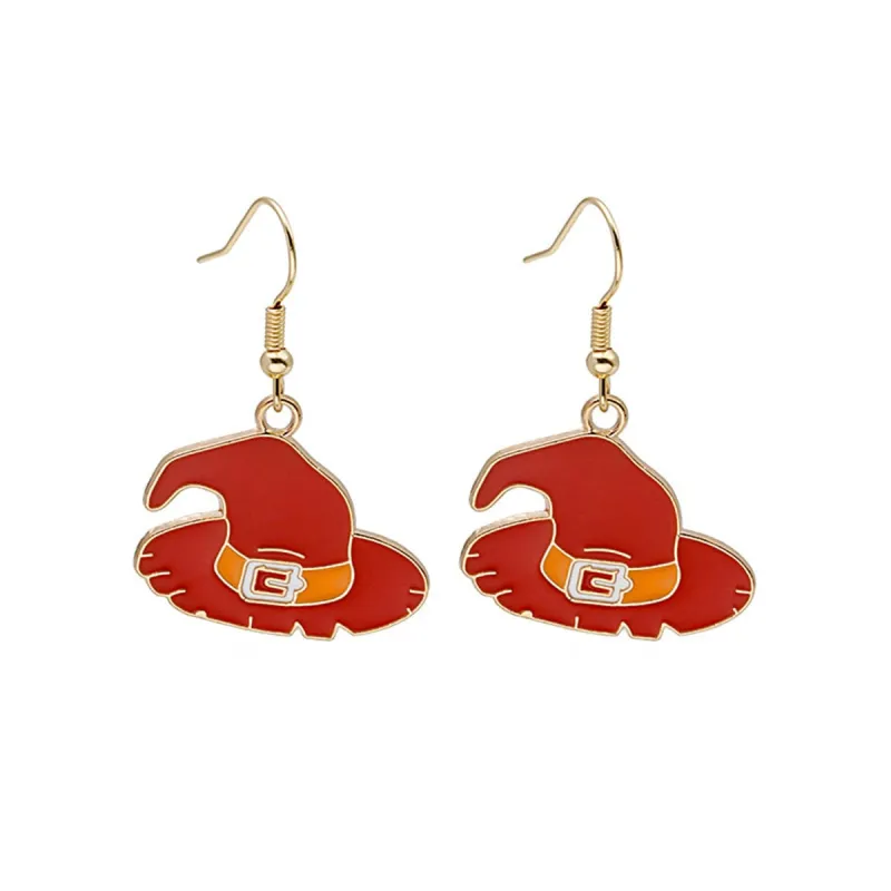 Red & Orange Enamel Goldtone Witch Hat Drop Earrings made by Zulily