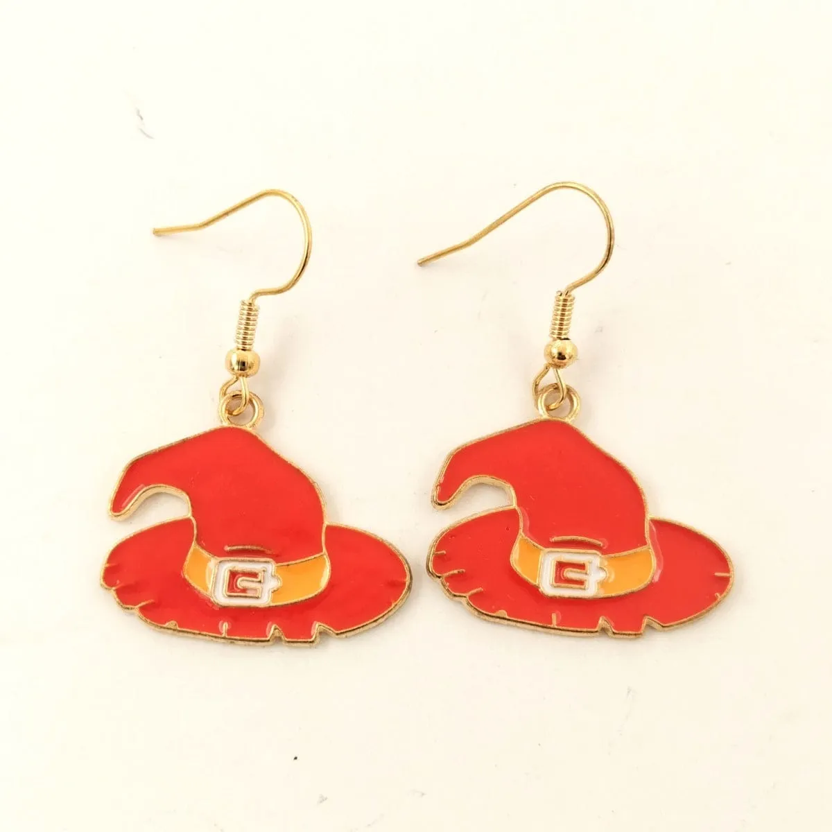 Red & Orange Enamel Goldtone Witch Hat Drop Earrings sold by Zulily product image thumbnail 2