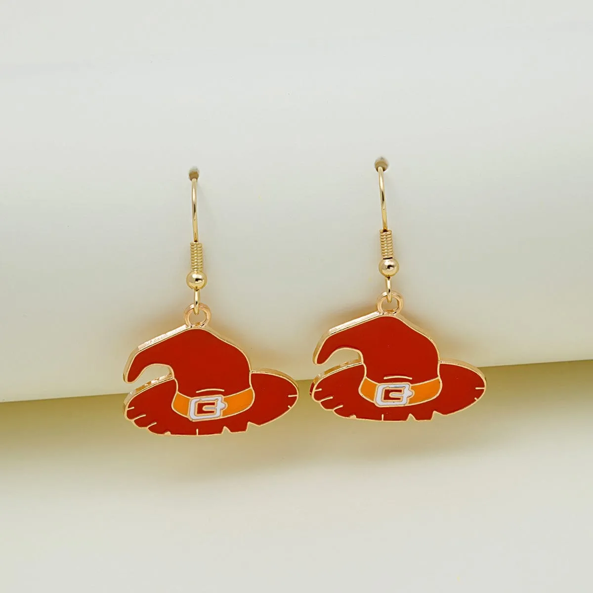 Red & Orange Enamel Goldtone Witch Hat Drop Earrings sold by Zulily product image thumbnail 3