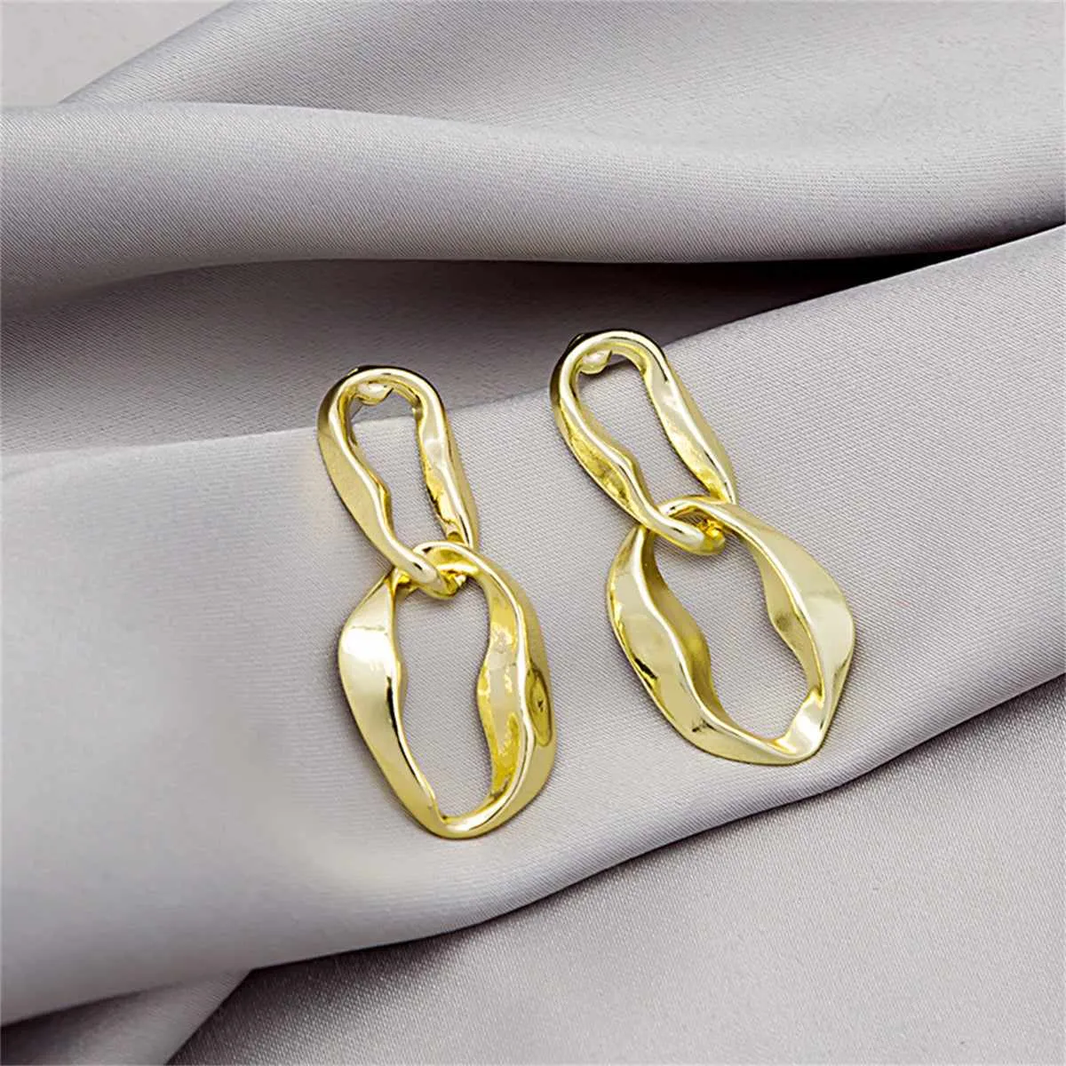 Goldtone Abstract Interlocked Oval Drop Earrings sold by Zulily product image thumbnail 3