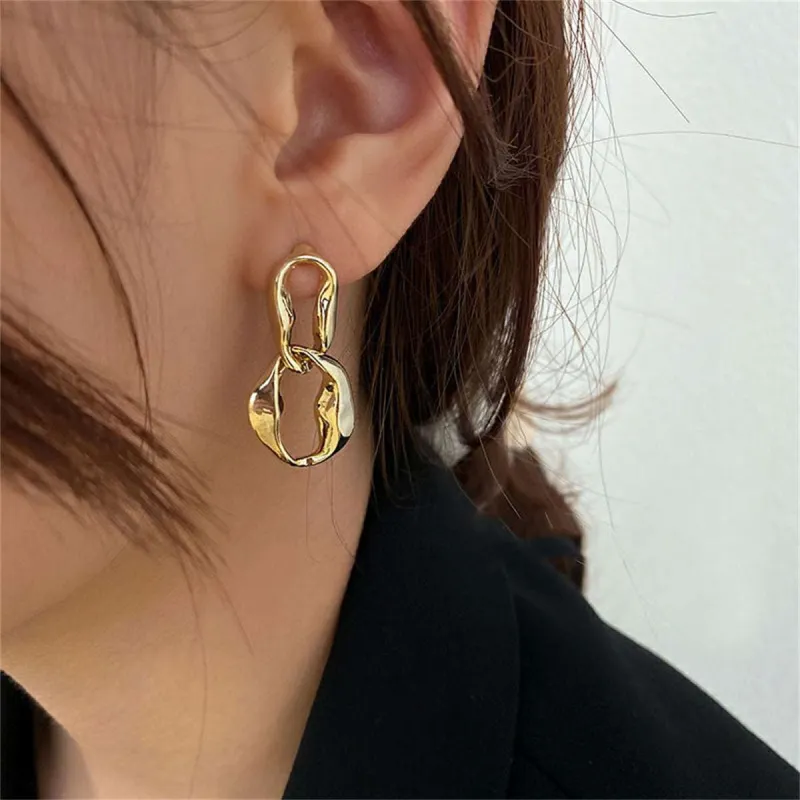 Goldtone Abstract Interlocked Oval Drop Earrings made by Zulily
