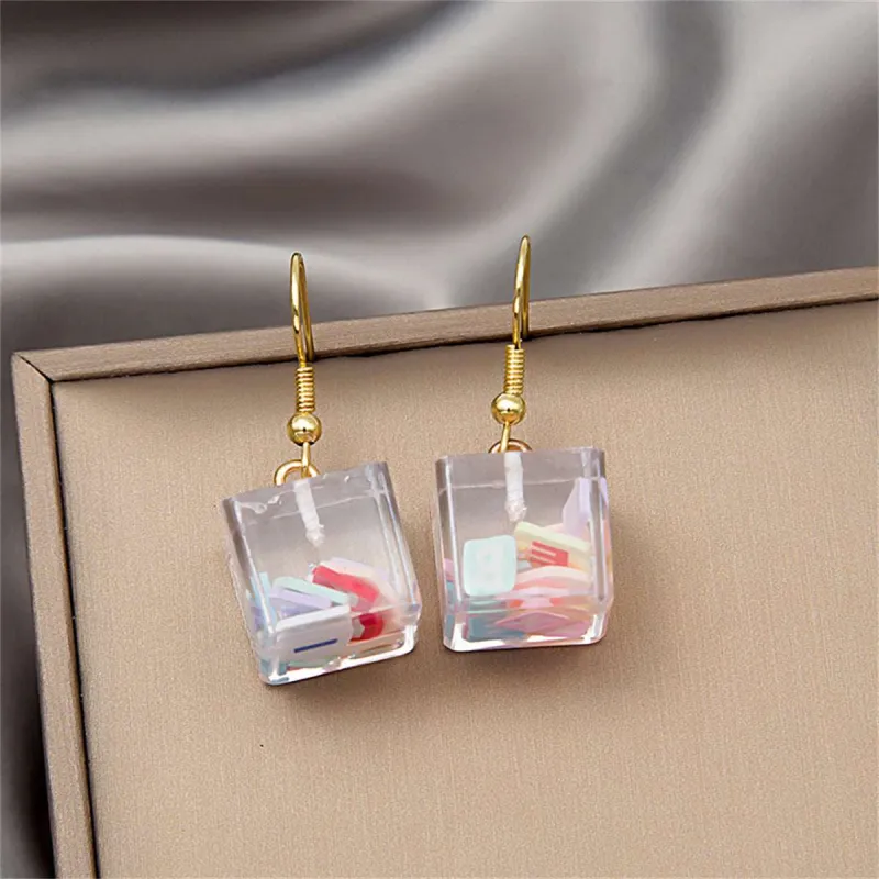 Clear Resin & Goldtone Letter Cube Drop Earrings made by Zulily