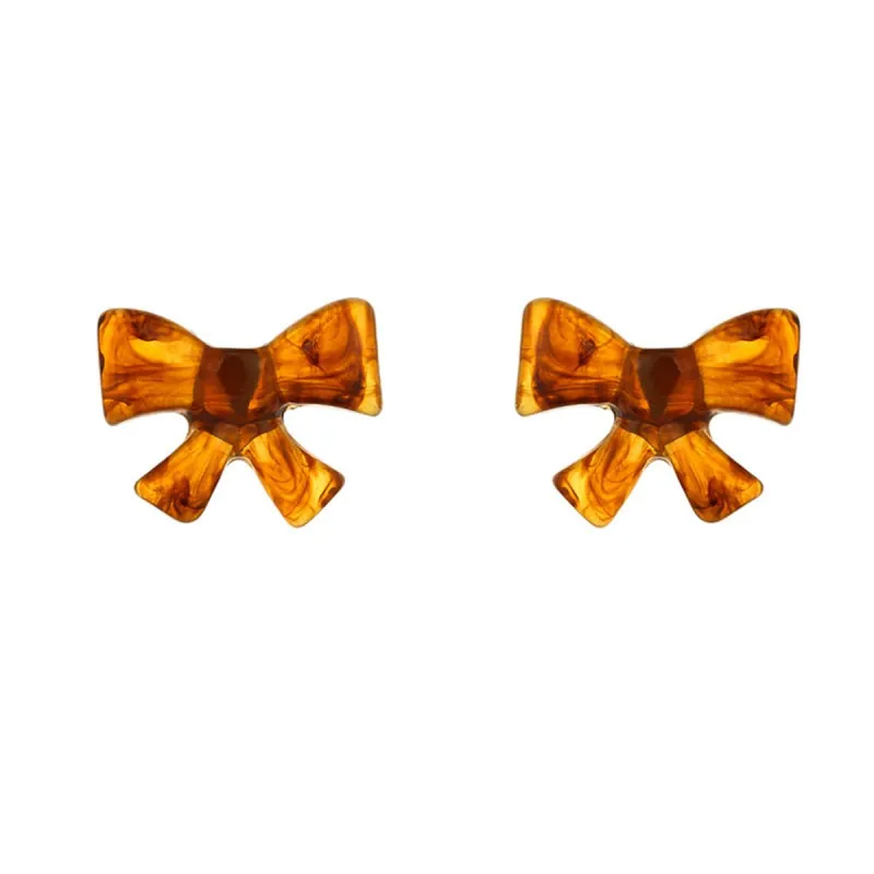 Amber Acrylic & Silvertone Bow Stud Earrings made by Zulily