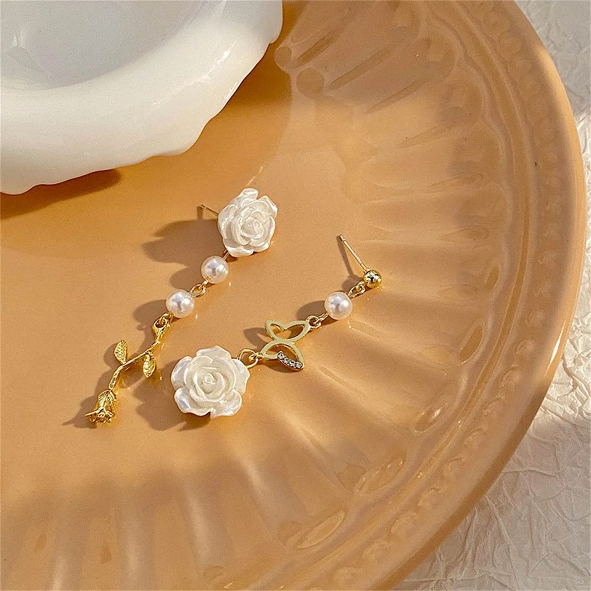 Pearl & Resin Goldtone Rose Butterfly Drop Earrings sold by Zulily product image thumbnail 3
