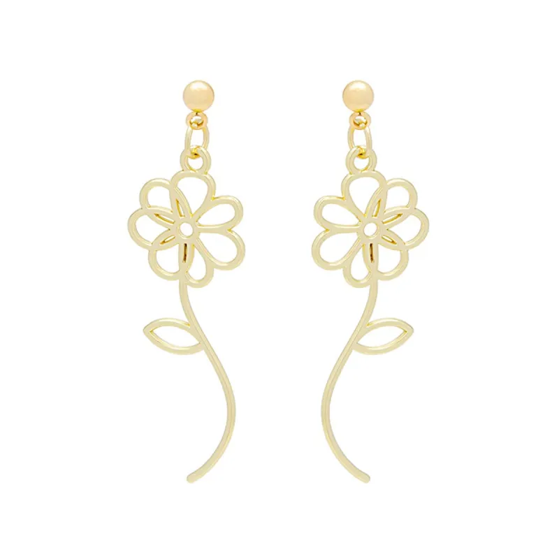 Goldtone Open Flower Drop Earrings made by Zulily