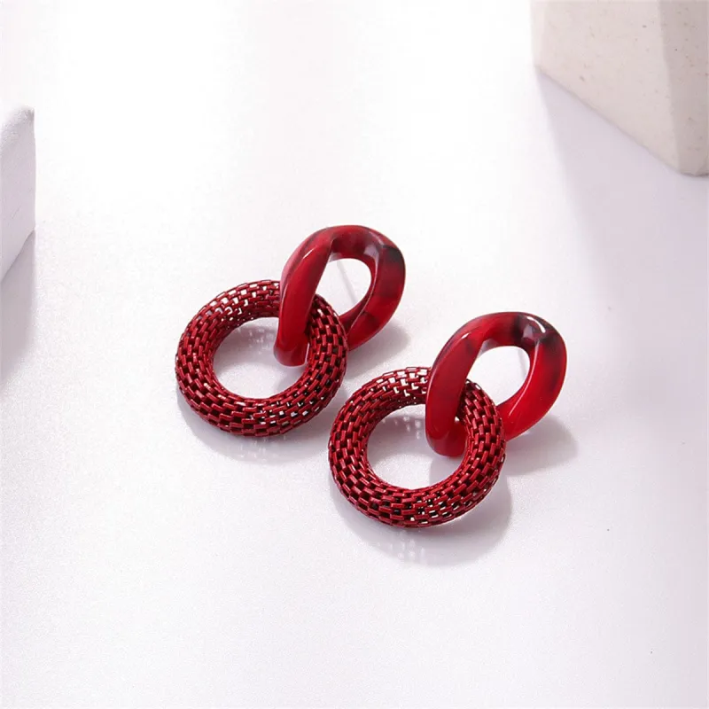 Red Acrylic & Enamel Open Circle Drop Earrings made by Zulily