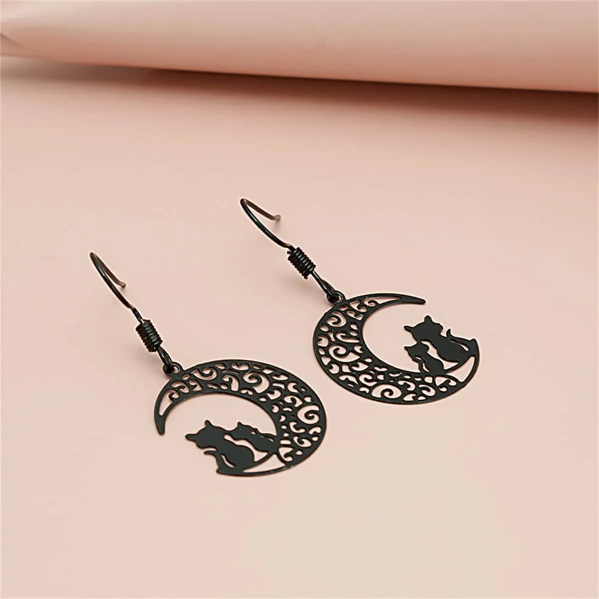 Black Moon & Cat Drop Earrings sold by Zulily product image thumbnail 3
