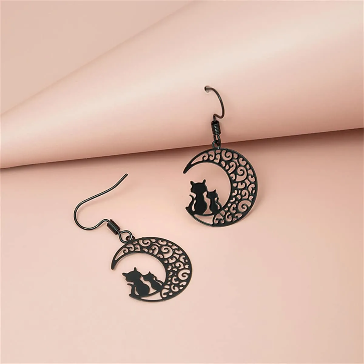 Black Moon & Cat Drop Earrings sold by Zulily product image thumbnail 2