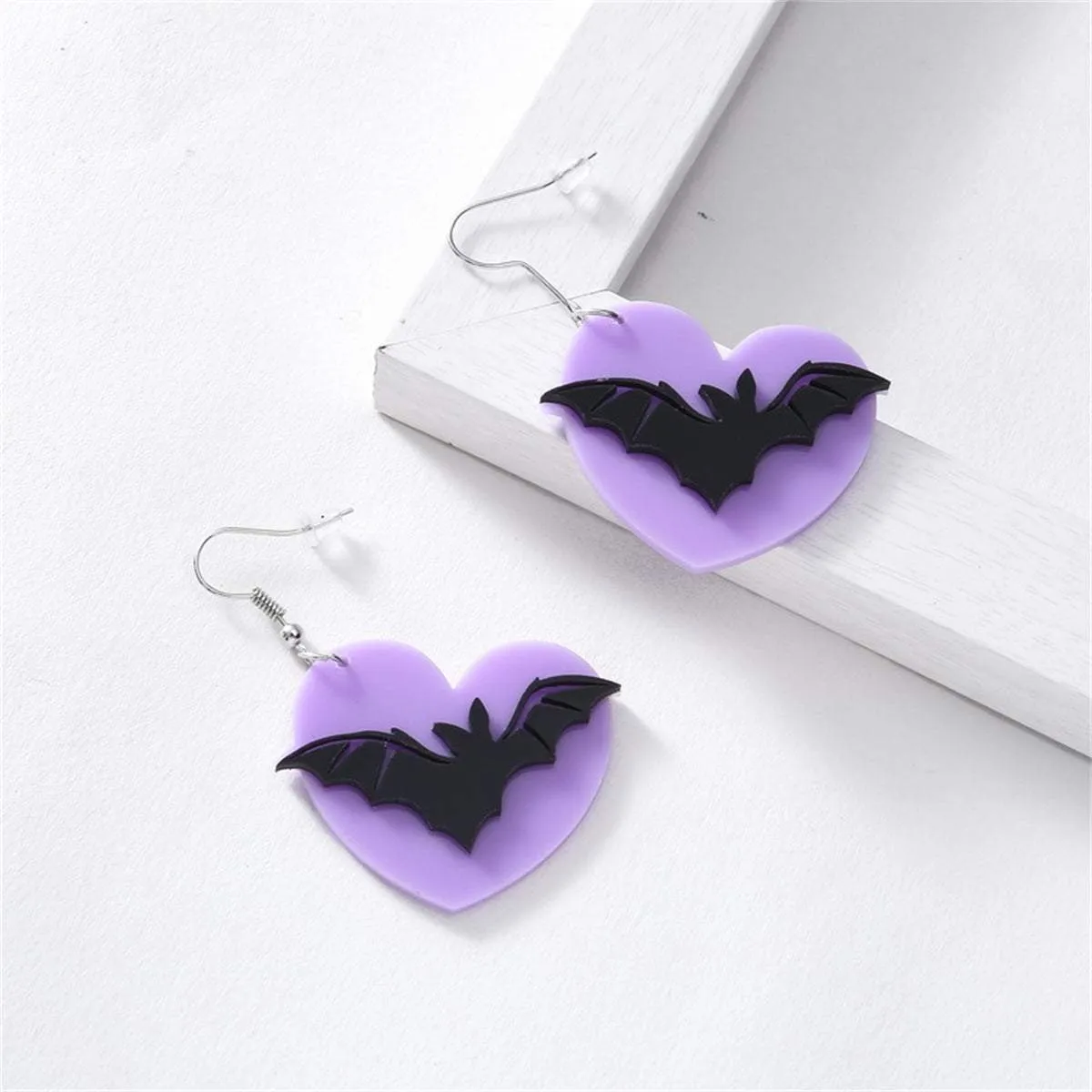 Purple & Silvertone Bat Drop Earrings sold by Zulily product image thumbnail 2