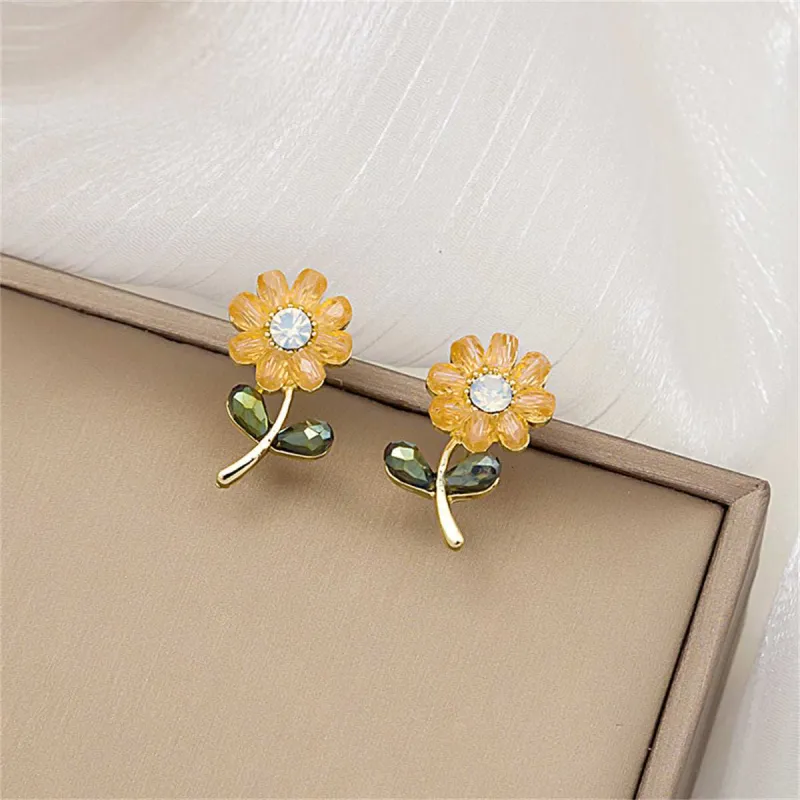 Cubic Zirconia & Acrylic Goldtone Flower Stud Earrings made by Zulily