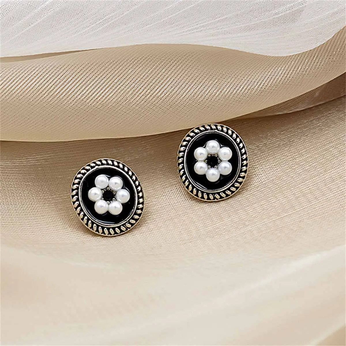 Cubic Zirconia & Pearl Enamel Silvertone Flower Stud Earrings sold by Zulily