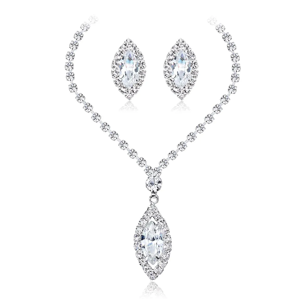 Crystal & Cubic Zirconia Teardrop Stud Earrings & Necklace Set sold by Zulily product image thumbnail 2