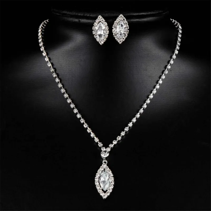 Crystal & Cubic Zirconia Teardrop Stud Earrings & Necklace Set made by Zulily
