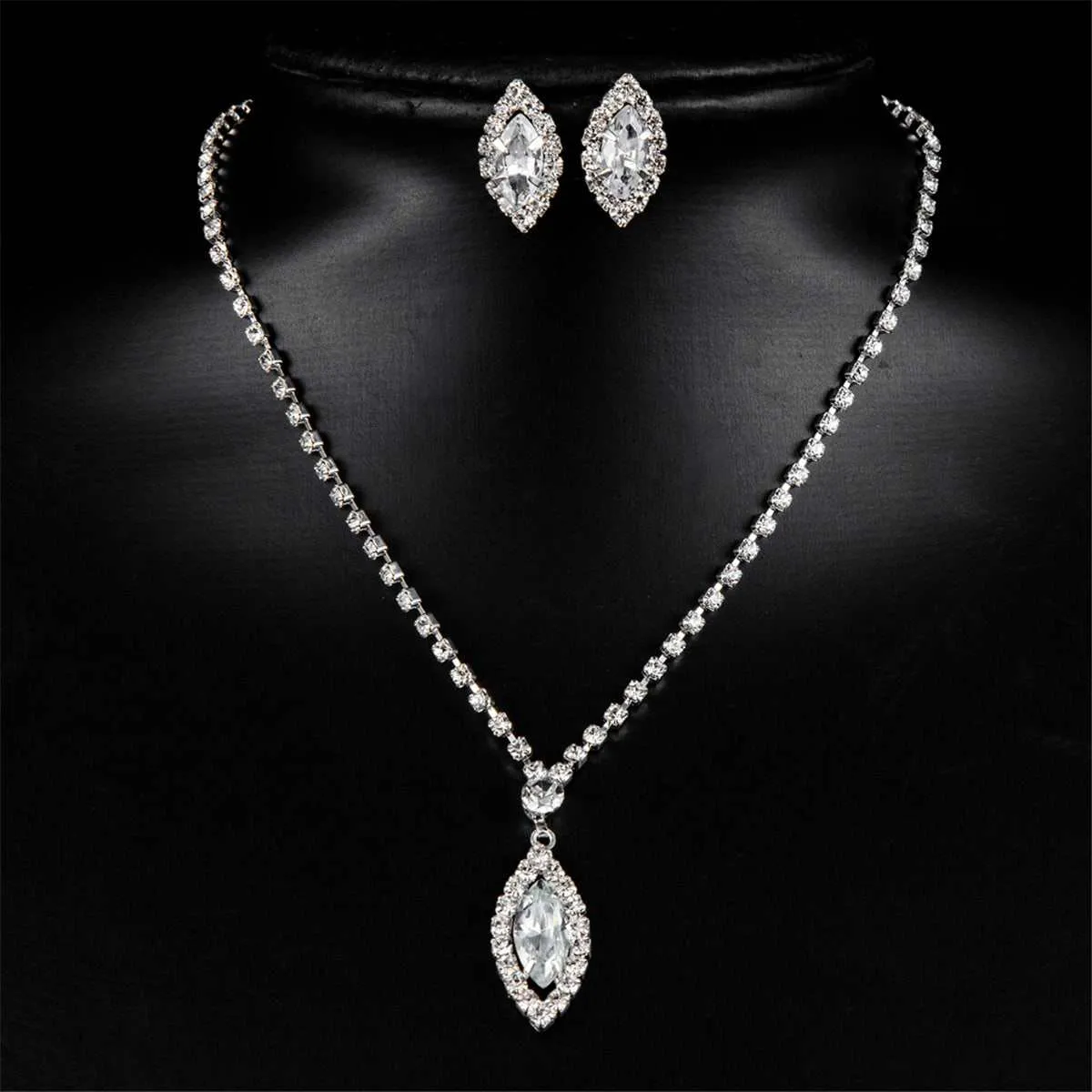 Crystal & Cubic Zirconia Teardrop Stud Earrings & Necklace Set sold by Zulily
