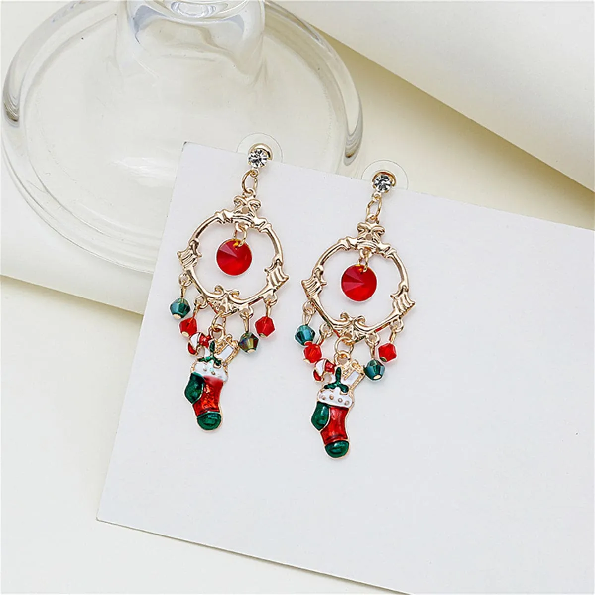Cubic Zirconia & Acrylic Enamel Goldtone Boot Drop Earrings sold by Zulily product image thumbnail 3