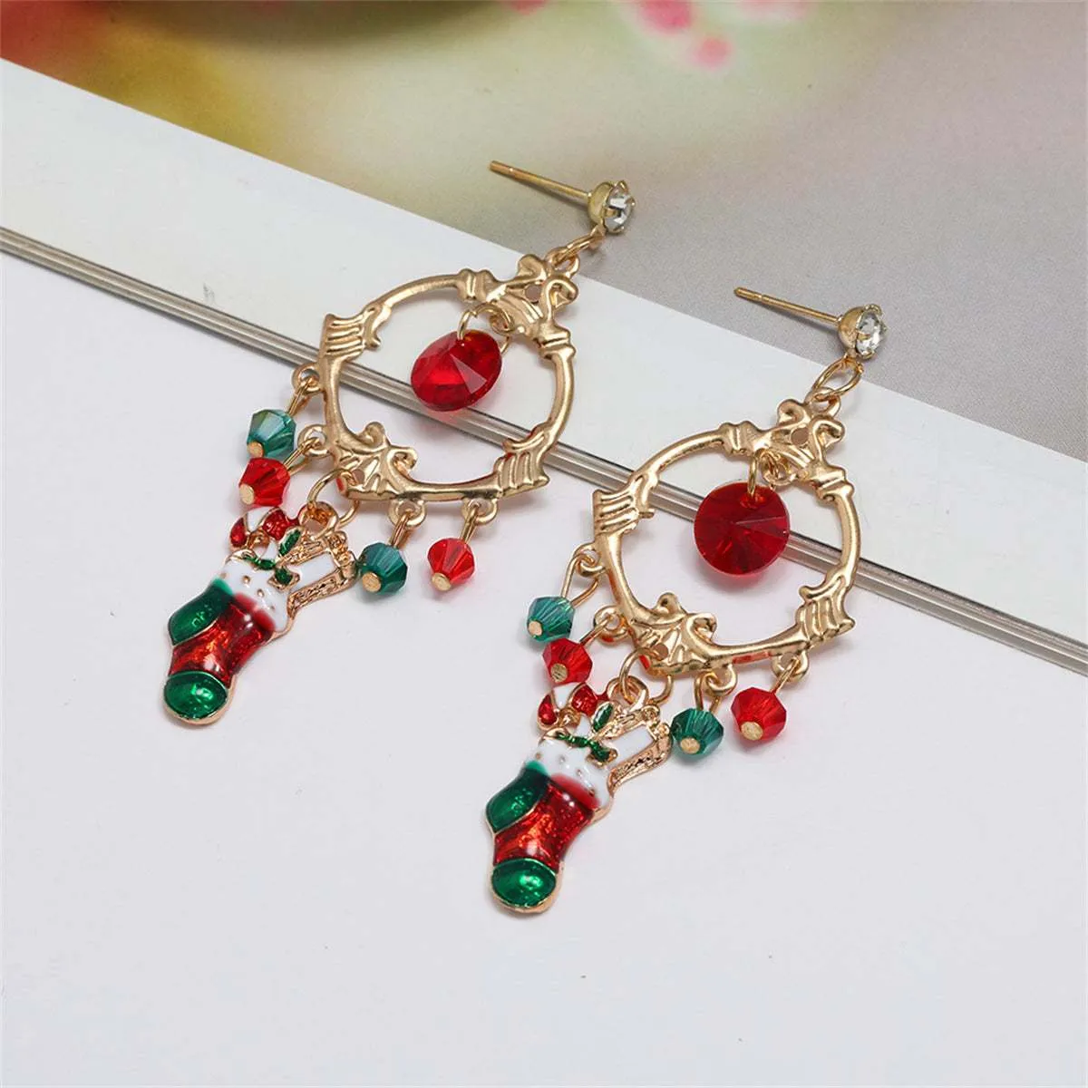 Cubic Zirconia & Acrylic Enamel Goldtone Boot Drop Earrings sold by Zulily product image thumbnail 2