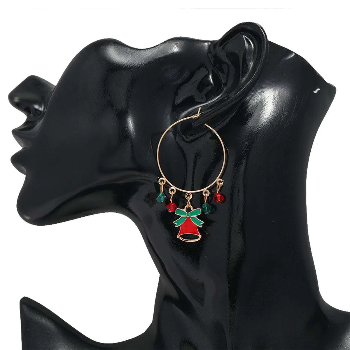 Red Acrylic & Enamel Goldtone Bell Hoop Earring sold by Zulily product image thumbnail 3