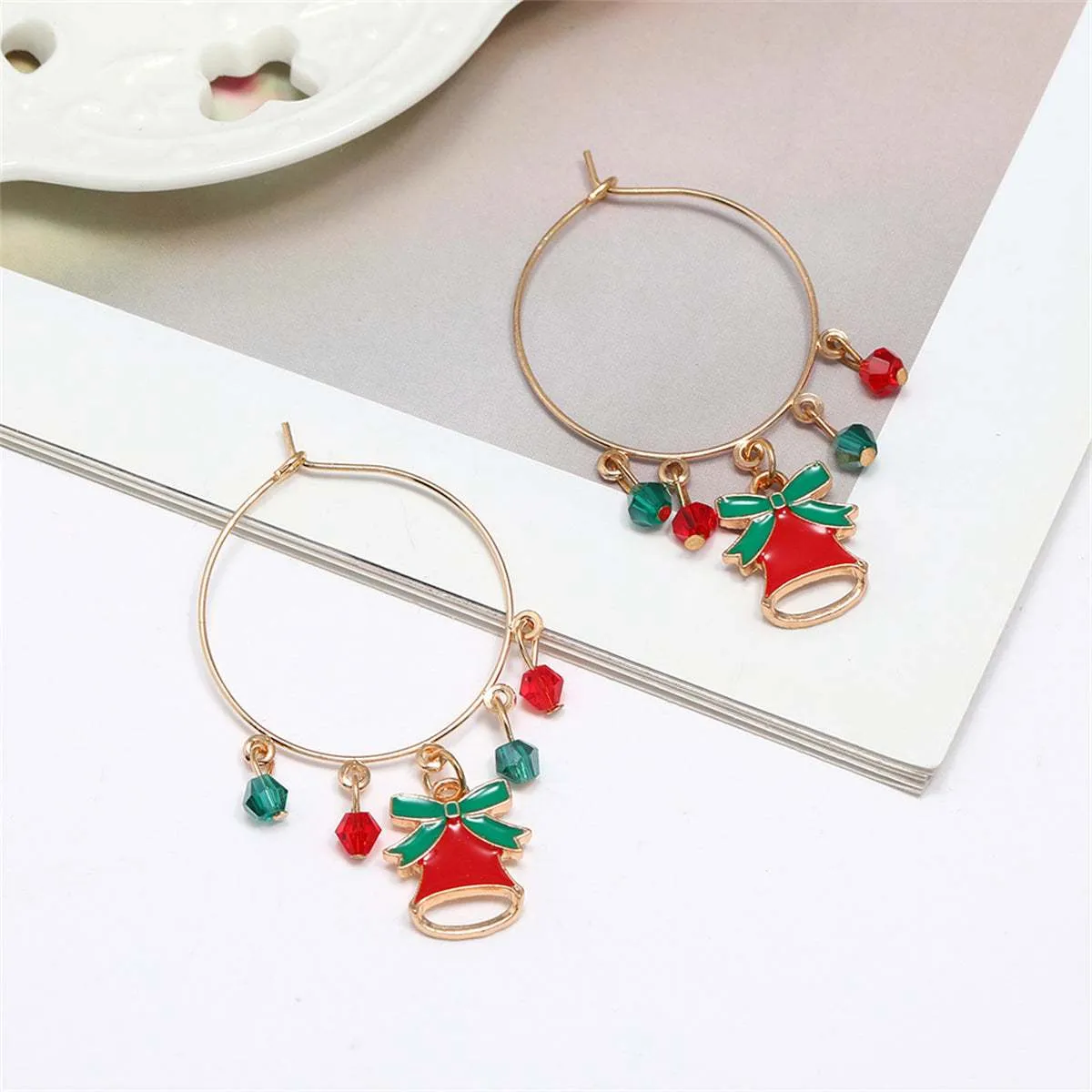 Red Acrylic & Enamel Goldtone Bell Hoop Earring sold by Zulily product image thumbnail 2