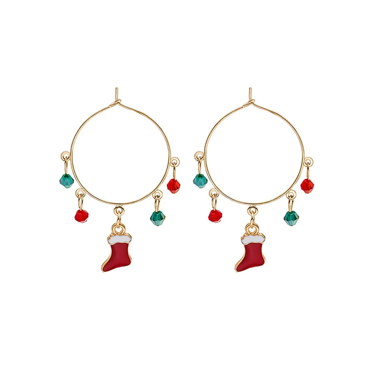Red Acrylic & Enamel Goldtone Boot Hoop Earring sold by Zulily