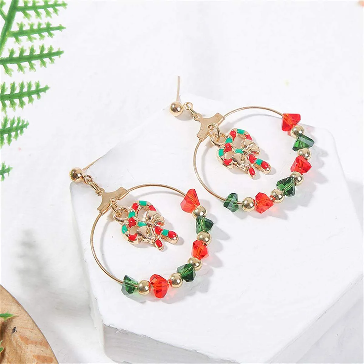 Red Enamel & Acrylic Goldtone Candy Cane Drop Earrings sold by Zulily product image thumbnail 2