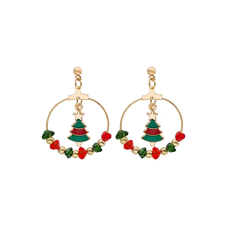 Red Enamel & Acrylic Goldtone Christmas Tree Drop Earrings made by Zulily