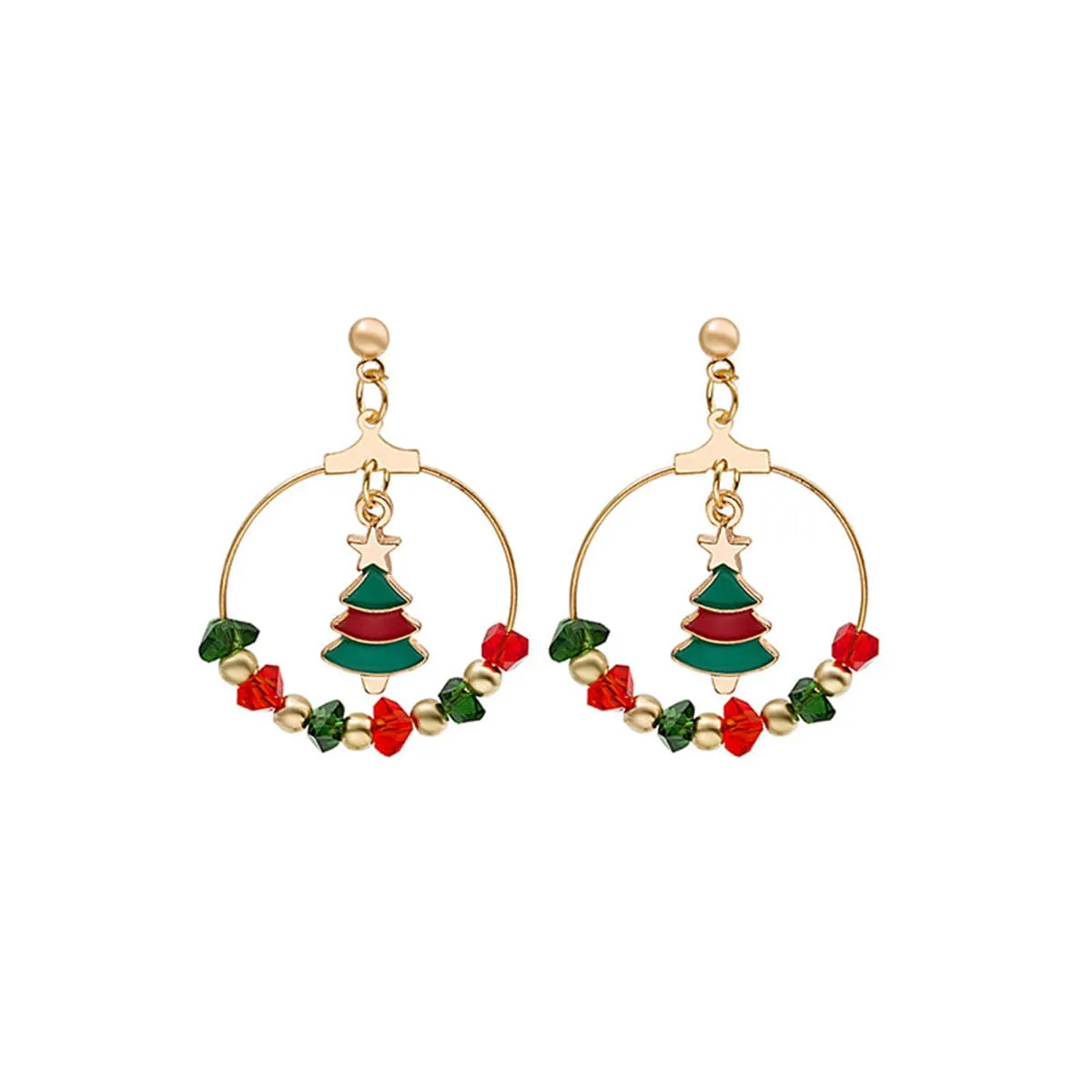 Red Enamel & Acrylic Goldtone Christmas Tree Drop Earrings sold by Zulily