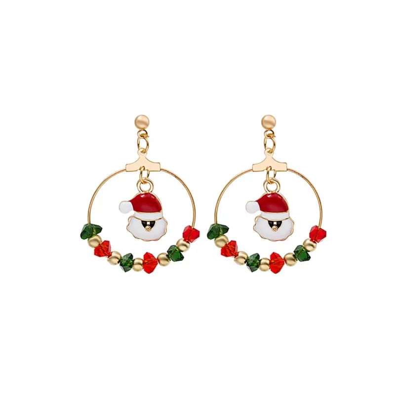 Red Enamel & Acrylic Goldtone Santa Drop Earrings made by Zulily