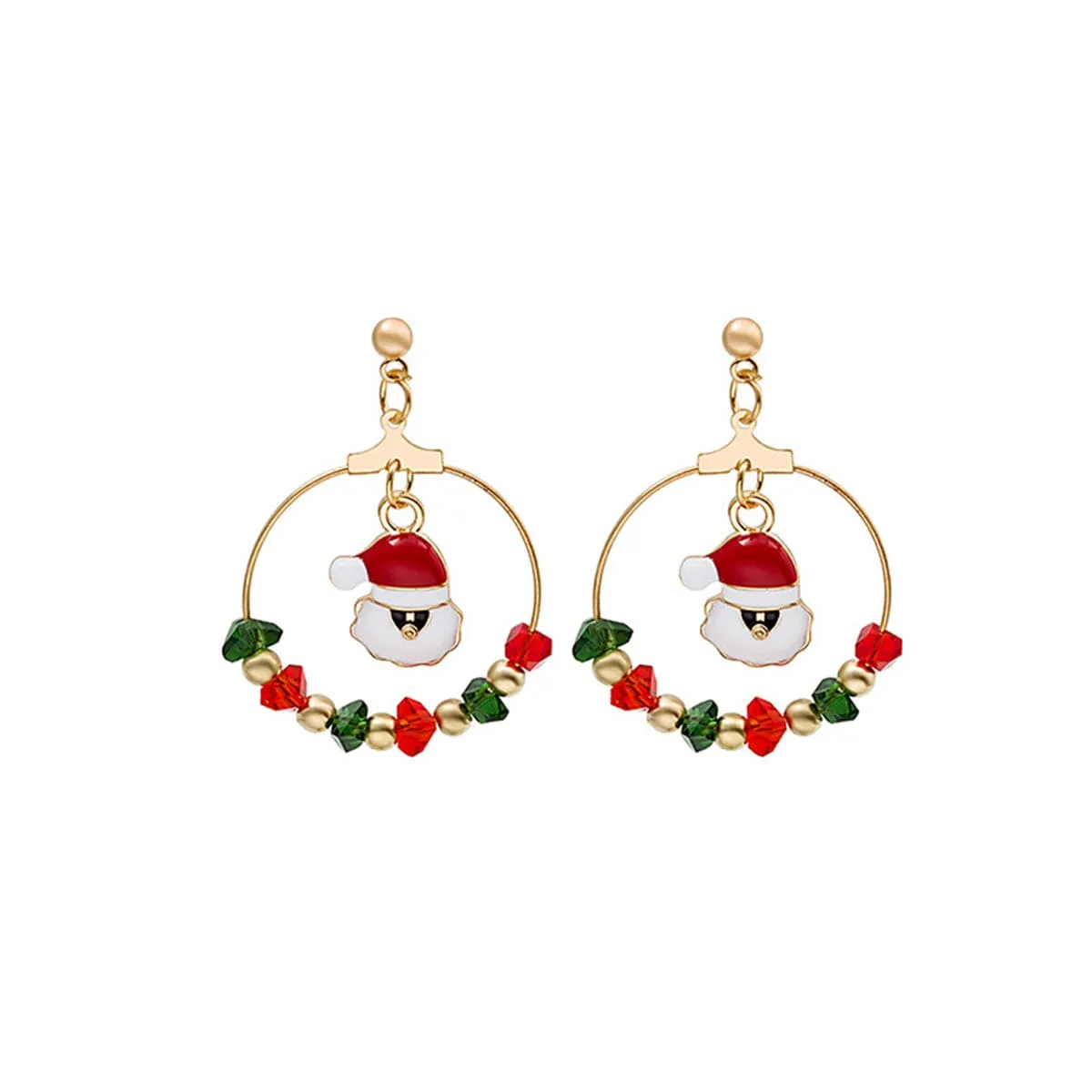 Red Enamel & Acrylic Goldtone Santa Drop Earrings sold by Zulily