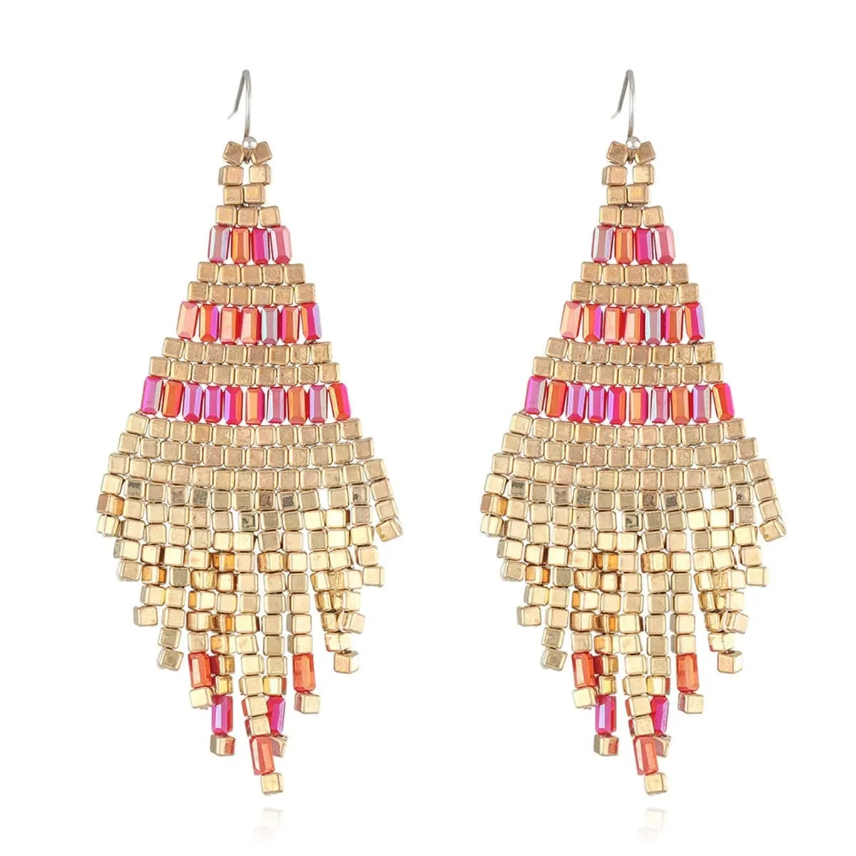 Red & Goldtone Rhombus Tassel Drop Earrings sold by Zulily product image thumbnail 2
