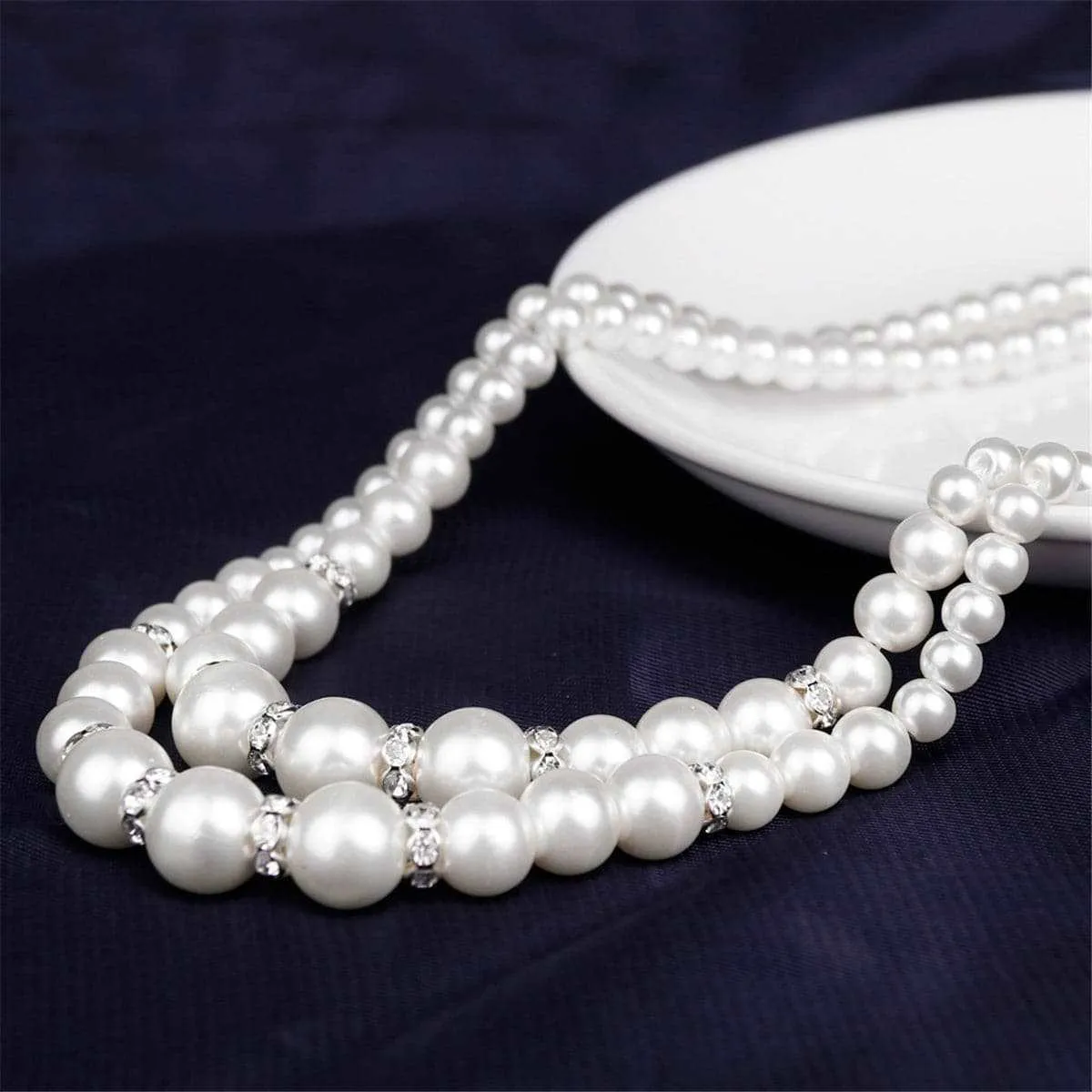 Cubic Zirconia & Pearl Drop Earrings & Layered Necklace sold by Zulily product image thumbnail 3