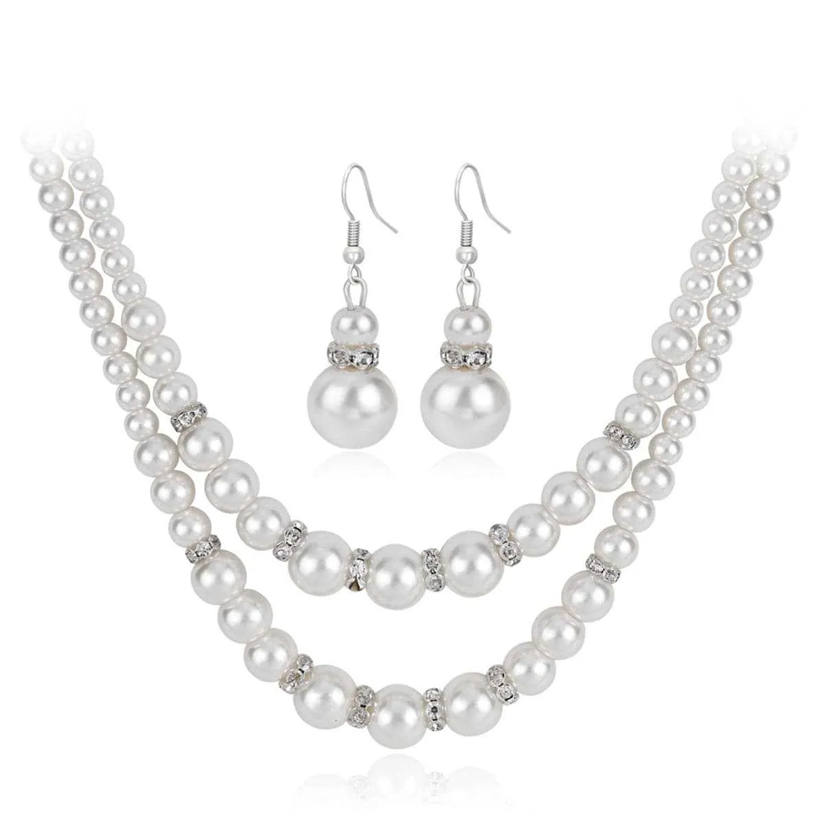 Cubic Zirconia & Pearl Drop Earrings & Layered Necklace sold by Zulily