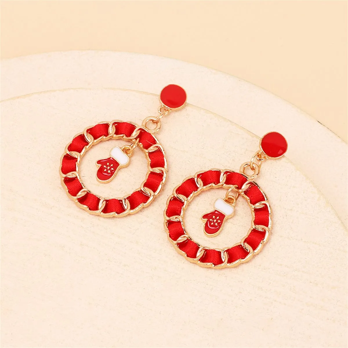 Red Ribbon & Enamel Goldtone Mitten Figaro Drop Earrings sold by Zulily product image thumbnail 2