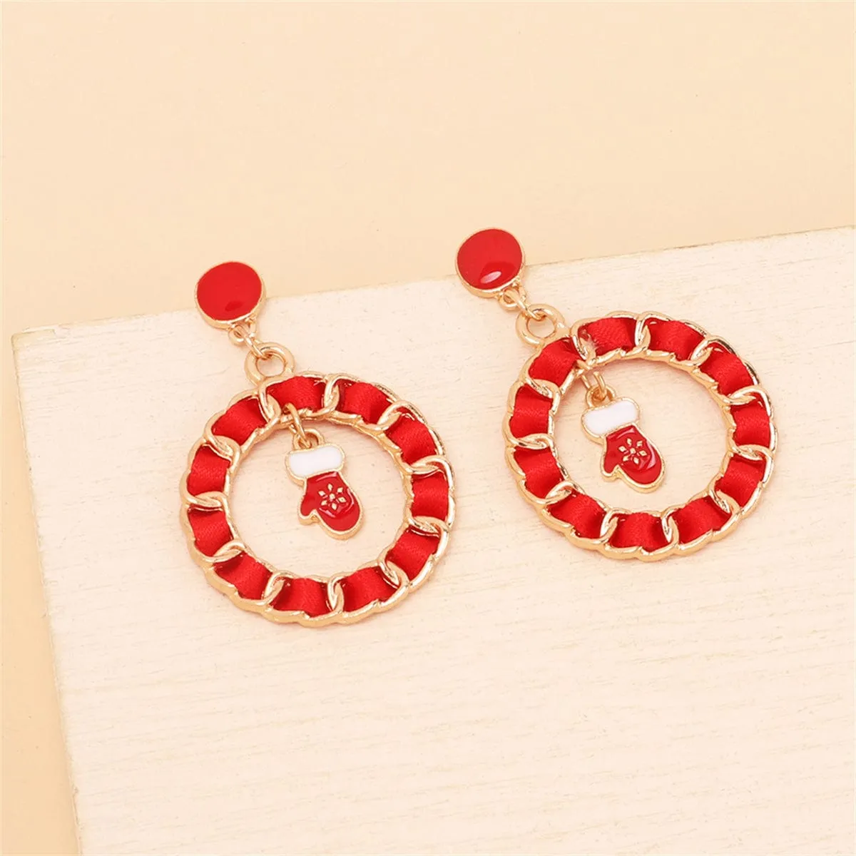 Red Ribbon & Enamel Goldtone Mitten Figaro Drop Earrings sold by Zulily product image thumbnail 3