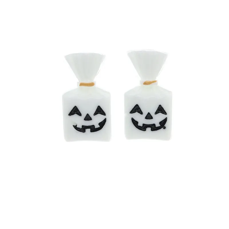 White & Silvertone Pumpkin Candy Stud Earrings made by Zulily