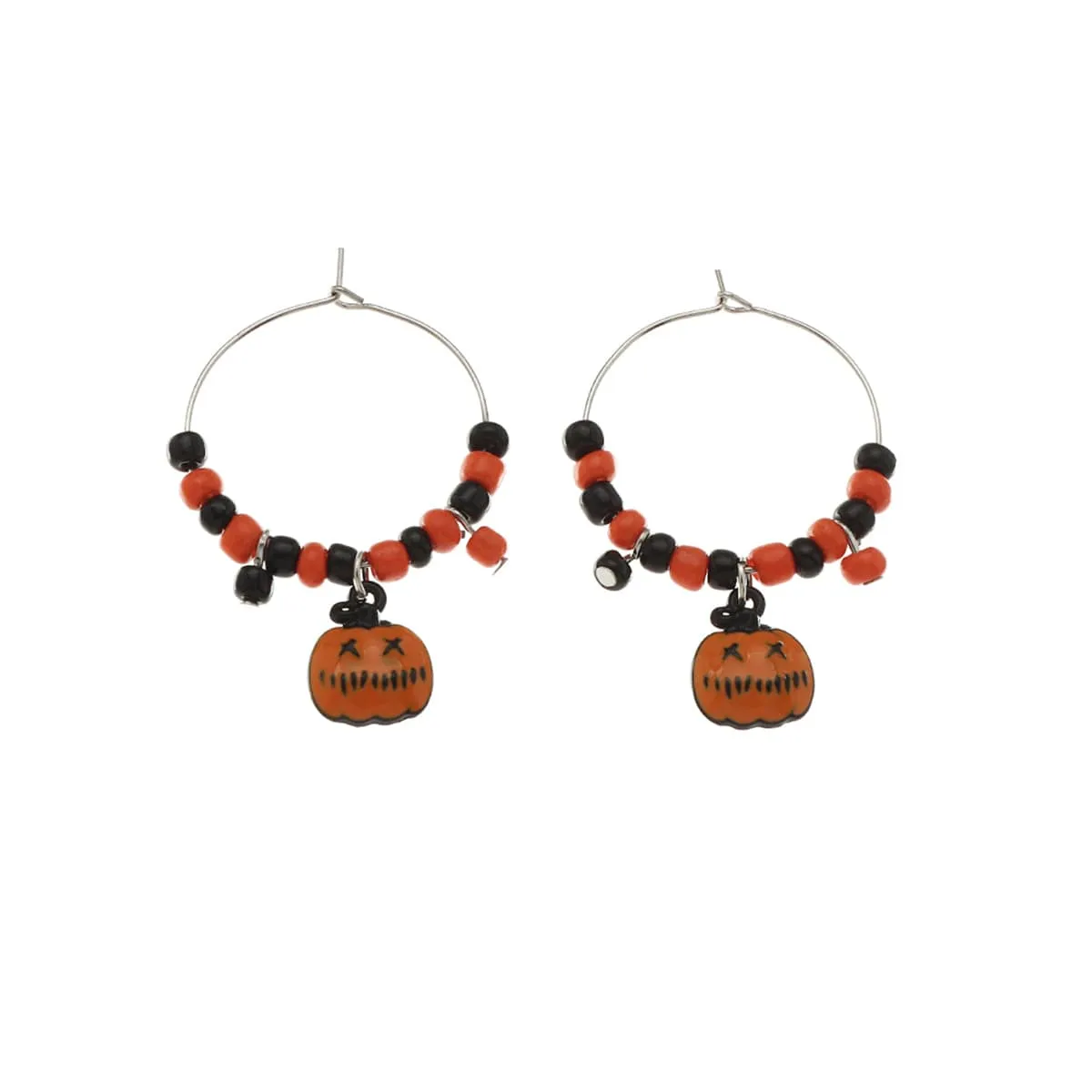 Orange Howlite & Silvertone Pumpkin Huggie Earrings sold by Zulily product image thumbnail 2