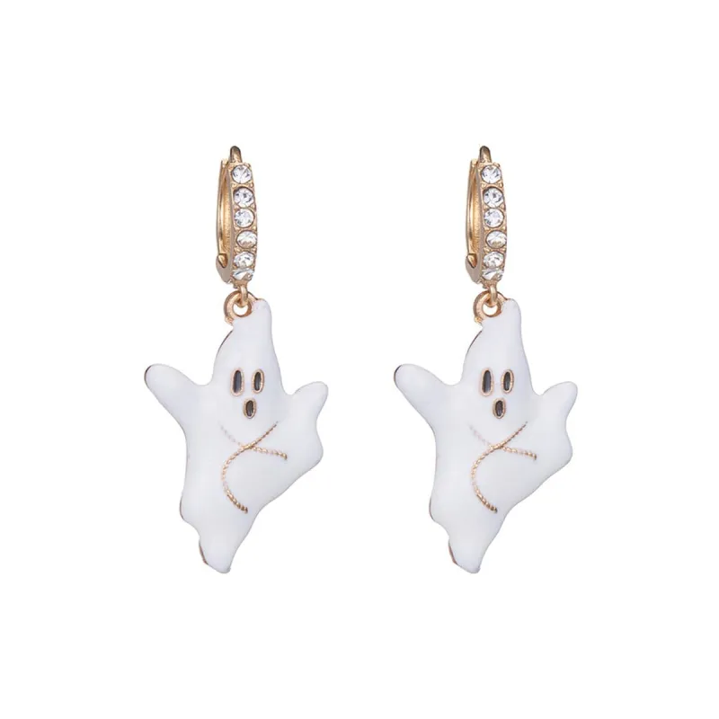 Cubic Zirconia & Enamel Goldtone Ghost Huggie Earrings made by Zulily