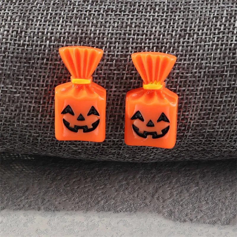 Orange & Silvertone Pumpkin Candy Stud Earrings made by Zulily