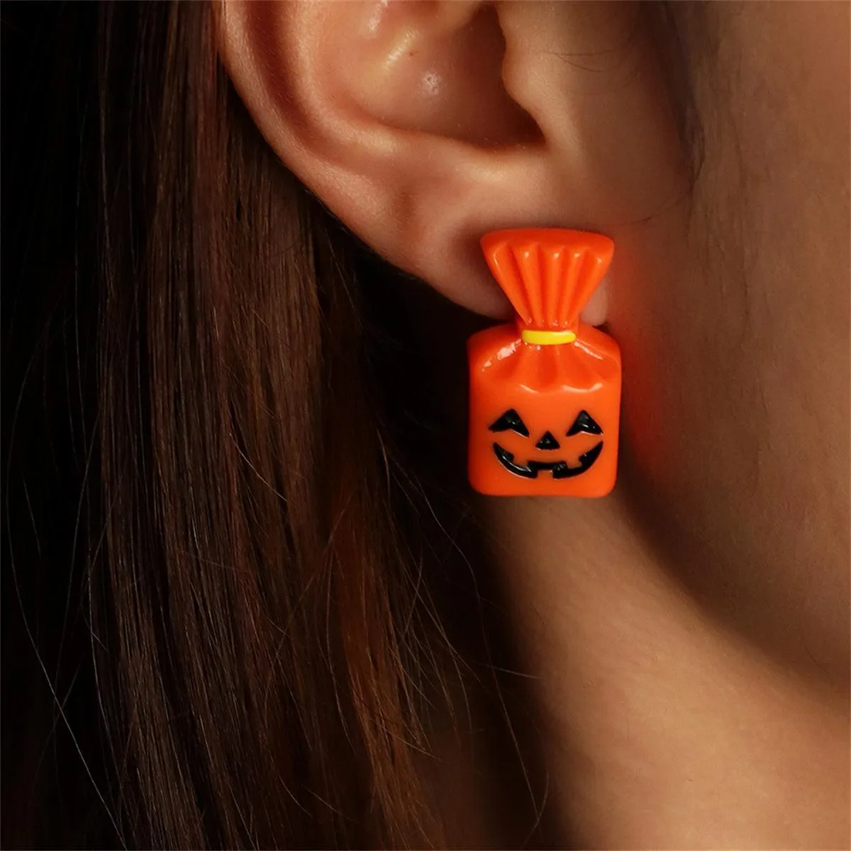 Orange & Silvertone Pumpkin Candy Stud Earrings sold by Zulily product image thumbnail 3