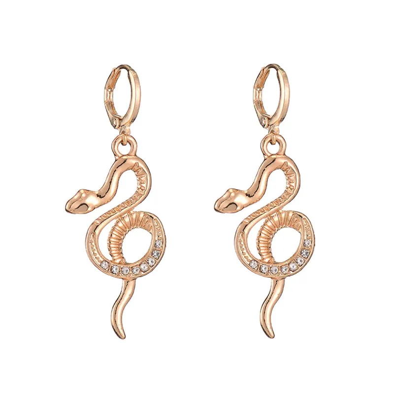 Cubic Zirconia & Goldtone Snake Huggie Earrings made by Zulily
