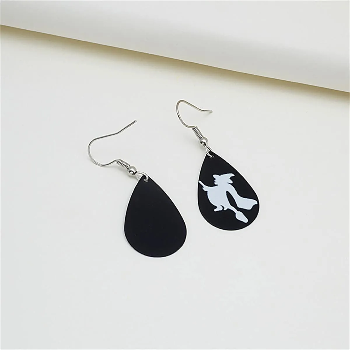 Black Polystyrene & Silvertone Witch Drop Earrings sold by Zulily product image thumbnail 3