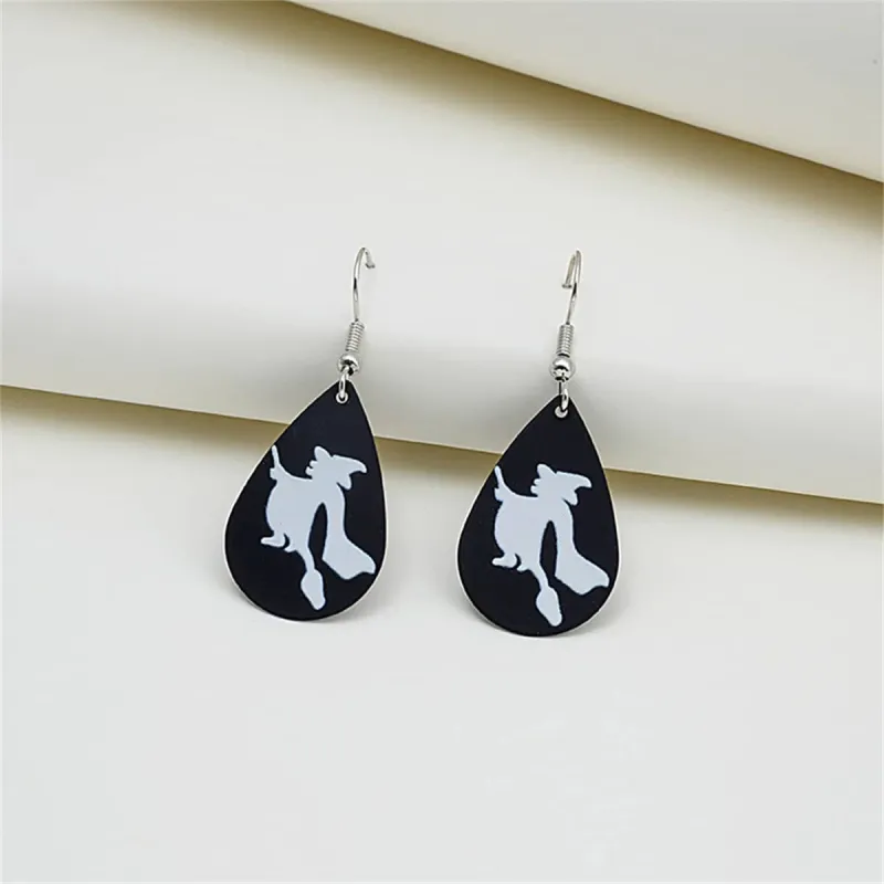 Black Polystyrene & Silvertone Witch Drop Earrings made by Zulily