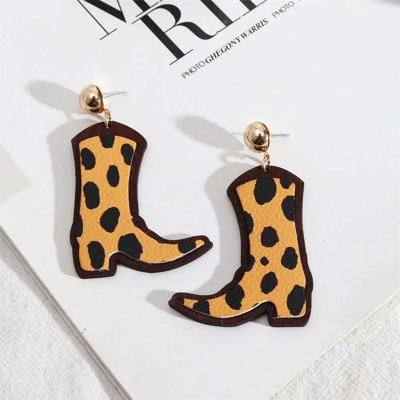 Yellow & Wood Spots Cowboy Boot Drop Earrings made by Zulily