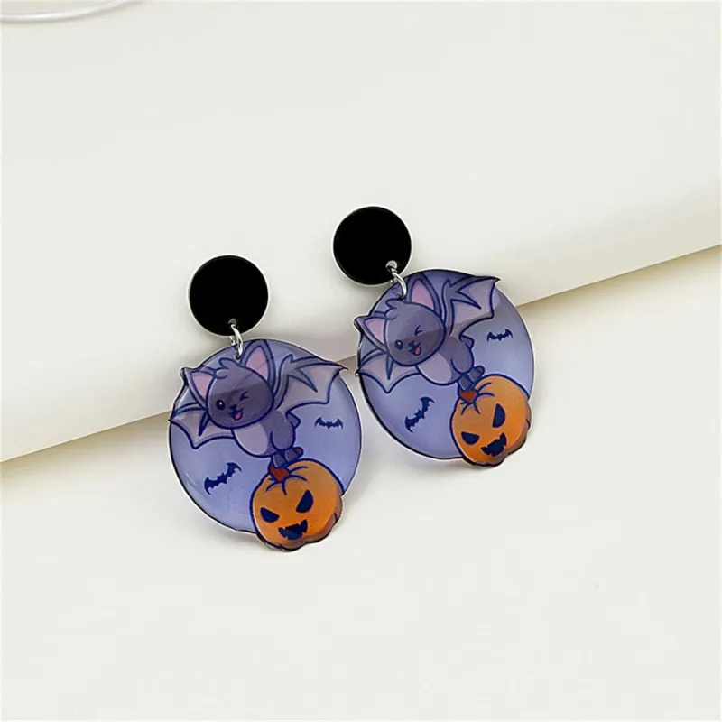 Purple & Black Bat Pumpkin Drop Earrings made by Zulily