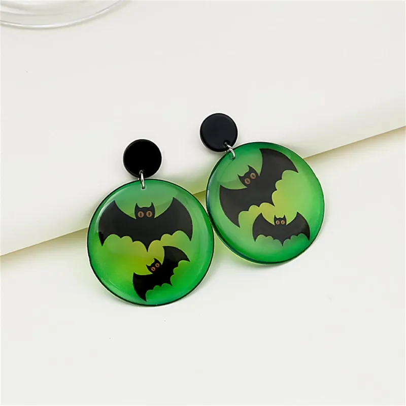 Black & Green Acrylic Silvertone Bat Drop Earrings made by Zulily