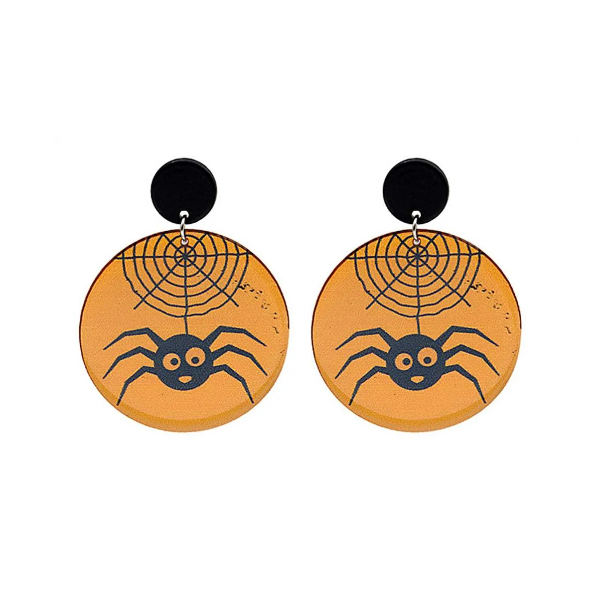 Black & Orange Spider Web Drop Earrings sold by Zulily product image thumbnail 2