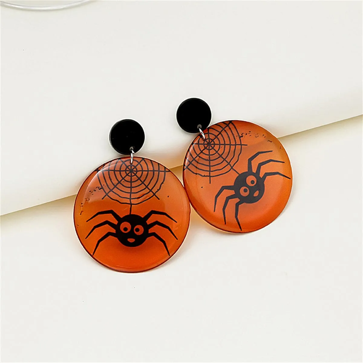 Black & Orange Spider Web Drop Earrings sold by Zulily product image thumbnail 3
