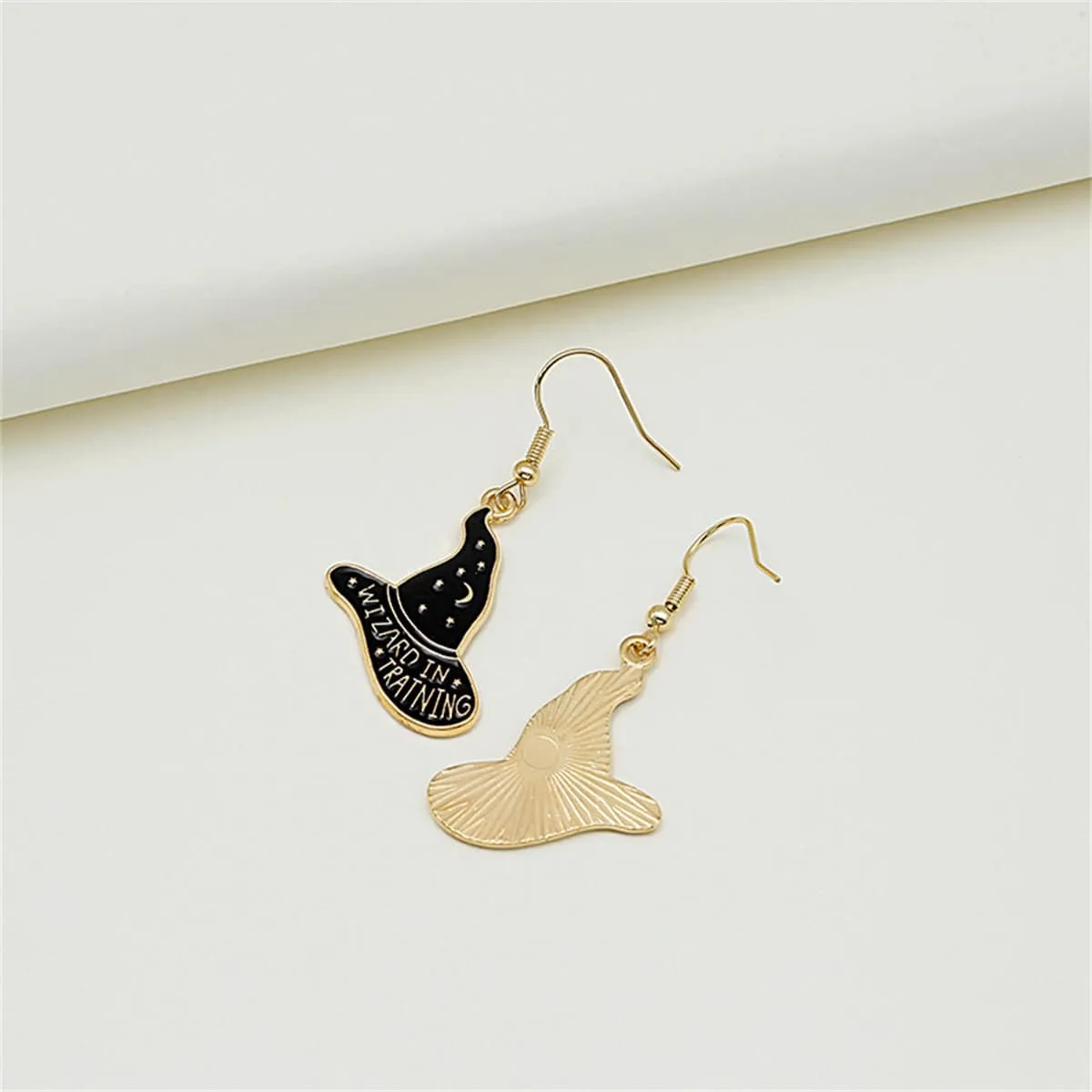 Black Enamel & Goldtone 'Wizard in Training' Drop Earrings sold by Zulily product image thumbnail 3