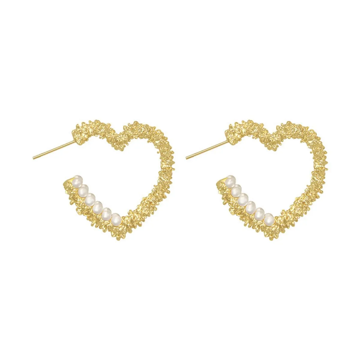 Pearl & Goldtone Heart Hoop Earrings sold by Zulily